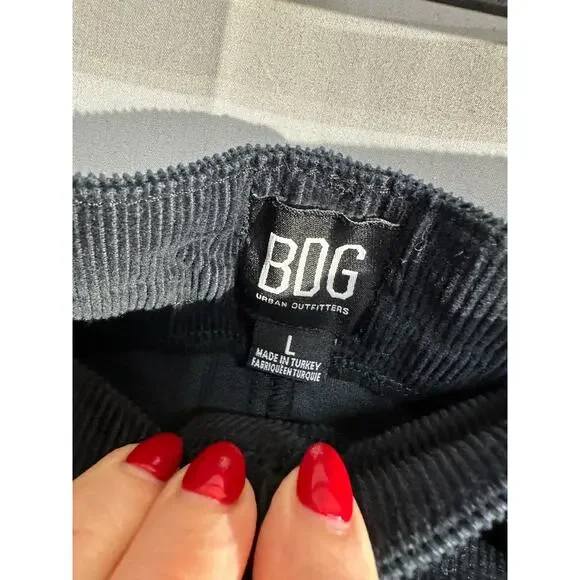 BDG Urban Outfitters Skirt Womens Large Black Mini Corduroy Button Capsule - Picture 2 of 7